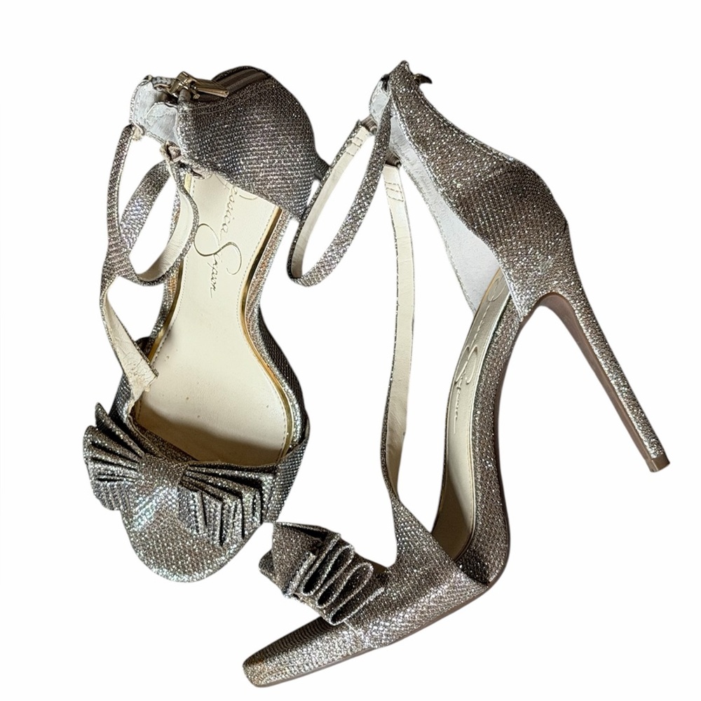Jessica Simpson ladies Elegant bow open toe High Heels shoes size 7.5